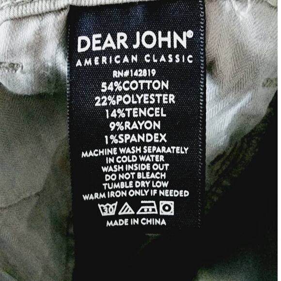 Dear John Joyrich Comfort Skinny Raw Cutout Hem Jeans Cactus Green Size 32 - Picture 8 of 12